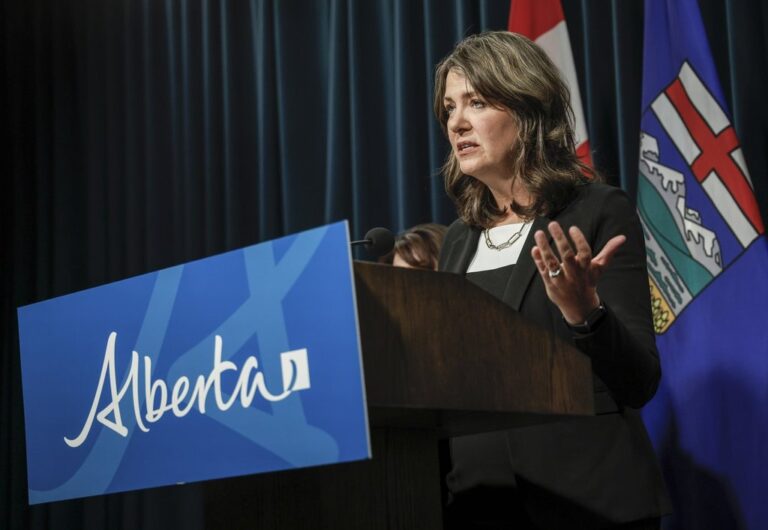 Alberta Premier Danielle Smith promoting budget’s income tax cut