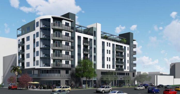 Construction in the home stretch for mixed-use building at 9900 Venice Blvd.
